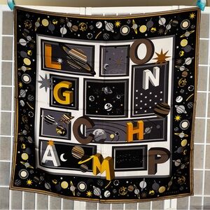 NEW! LONGCHAMP Galaxie Planets Silk Scarf 35” x 35” New Without Tag GORGEOUS!